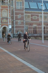 Morning rush hour, Rijksmuseum, central Amsterdam