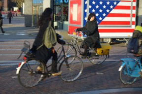 Morning rush hour, Rijksmuseum, central Amsterdam