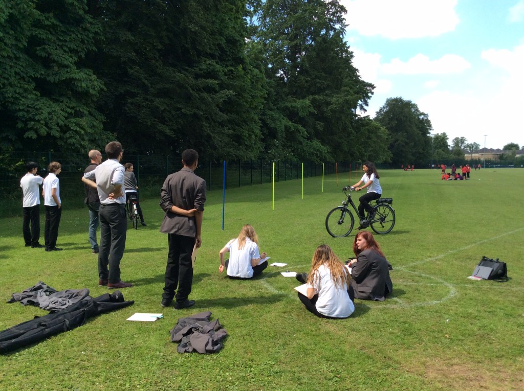 e-bikes on playing field